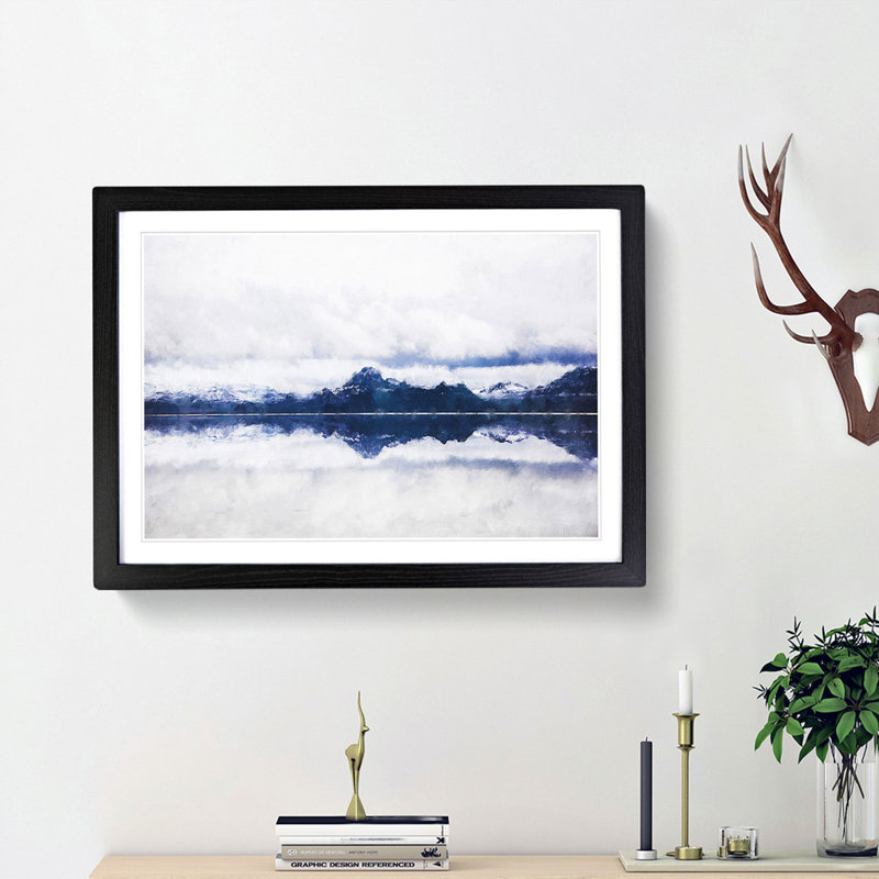 The Twin Lakes in Colorado - Picture Frame Painting Print, Black Framed, 45cm H x 63cm W x 2cm D