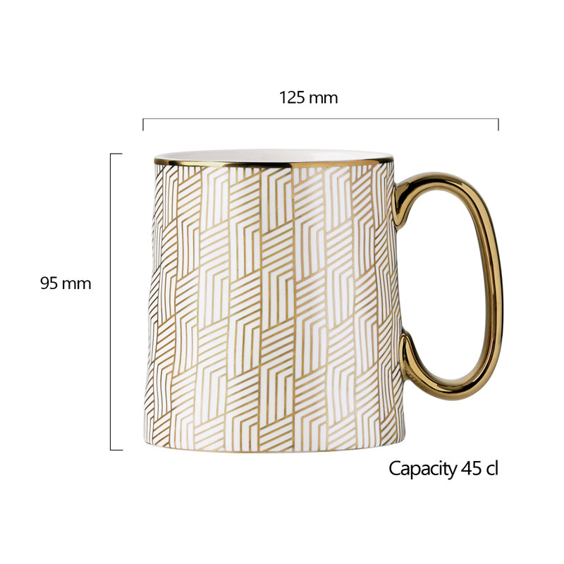 Geo Mugs, White/Gold