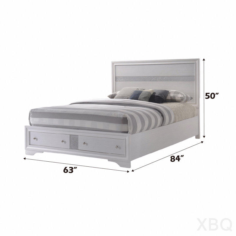 Naima White Finish Queen Bed W/Storage