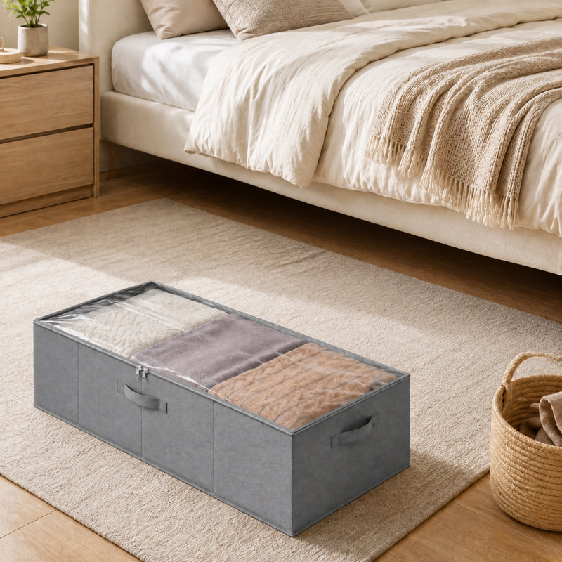 4 Pack 10" High Under Bed Storage Containers, Large Organizer Bins with Lids for Bedroom, Closet, Dorm and Blanket Storage