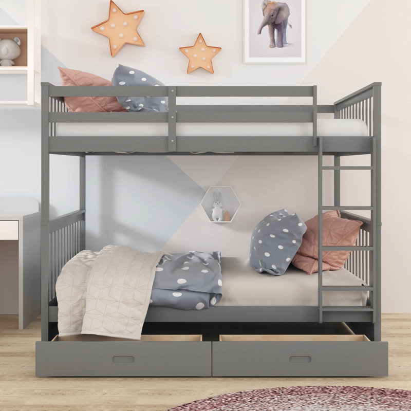 Lit Erlene par Harriet Bee, Gris, Lit superposé double sur double