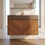 Meuble-lavabo mural simple de 76 cm (30 po) en noyer à chevrons, avec lavabo en céramique et comptoir en pierre frittée brun chaud-1776631094