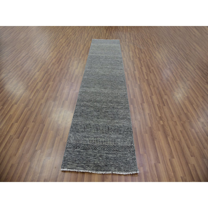 Tapis de couloir 2 pi 7 po x 11 pi 8 po gris clair en laine nouée à la main 4153FB376E7D40E0869171792FB5EC4F