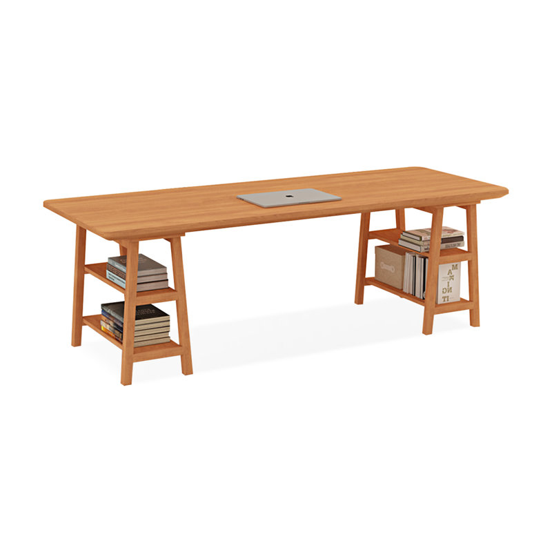 Cerise Rectangular Solid Wood desk, 29.53" H x 94.49" W x 39.37" D