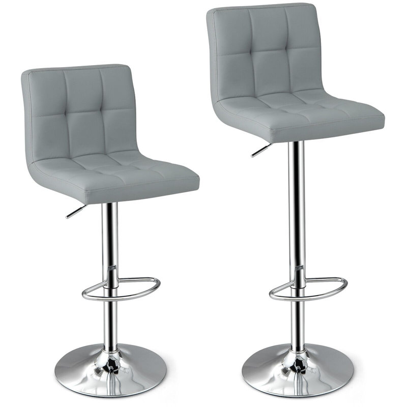 Altarik Swivel Upholstered Adjustable Height Bar Stool, Grey