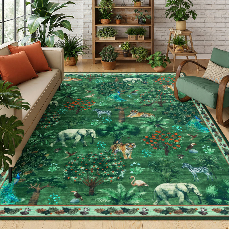 Woven Indoor / Outdoor Rug, Rectangle 5' x 7', Green
