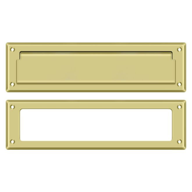 Brass Mail Slot, Polished Brass, 3.625" H x 13.125" W x 0.5625" D
