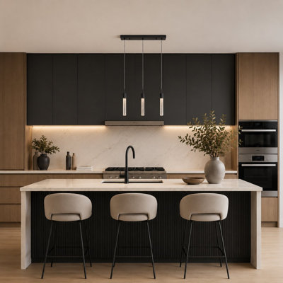 3 Light Modern Black Kitchen Island Pendant