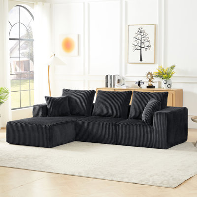 Canapé modulaire modulaire avec 4 sièges, siège profond, velours côtelé moderne pour chambre d'amis et coin lecture, confort, utilisation instantanée, sans assemblage, chambre gris foncé, tissu,
