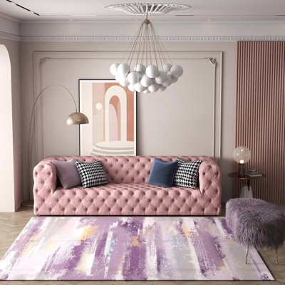 Tapis 9 pi x 12 pi lavable à la machine Tapis en faux-cachemire avec envers antidérapant et bordure durable à motif abstrait, idéal pour les salons, les chambres à coucher et les salles à manger