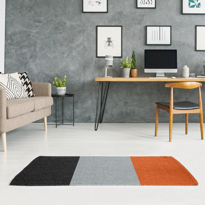 Tapis noir/gris/orange tissé à plat Baltimore