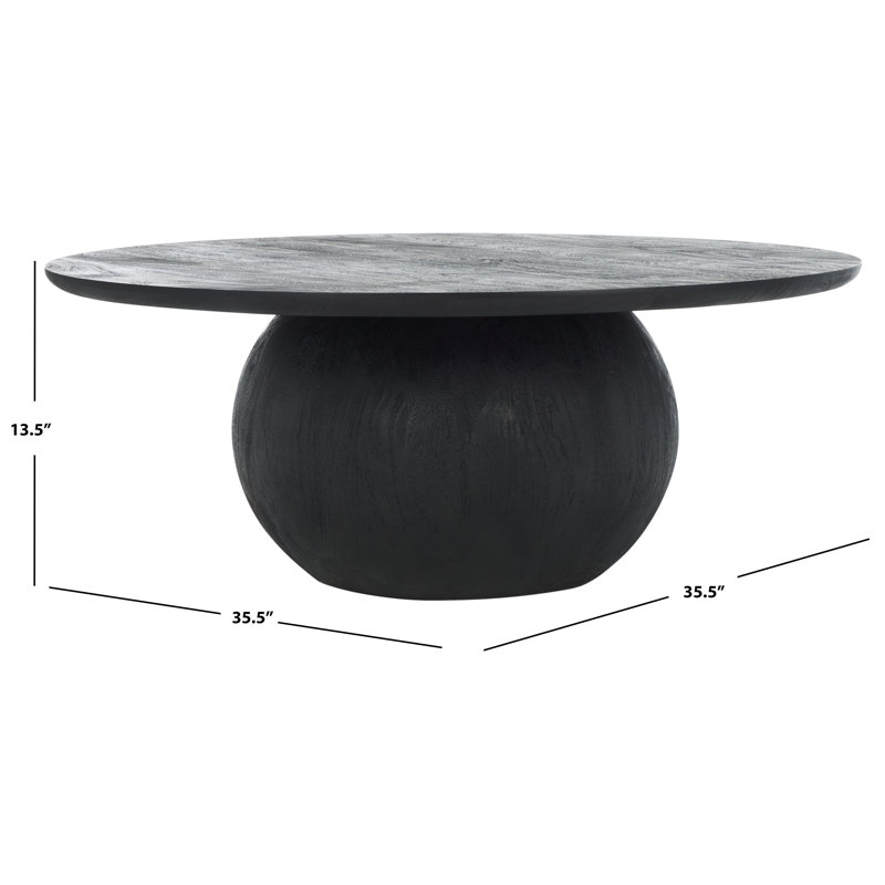 Black Solid Mango Wood Round Coffee Table