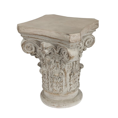 14x14x17.5" Roman Column Cap Pedestal - White, Gold