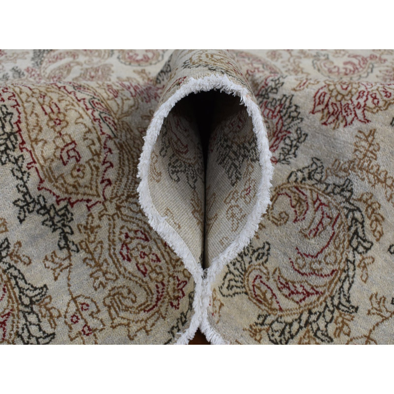 Tapis en laine noué à la main 9 pi 1 po x 12 pi 3 po Agra gris avec motif cachemire 0796B4FC05EC4436B28BBF8E2602F556