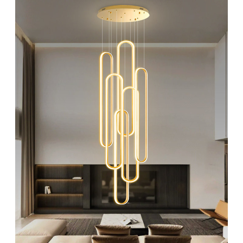 Lustre moderne à intensité variable 118 po, Gold