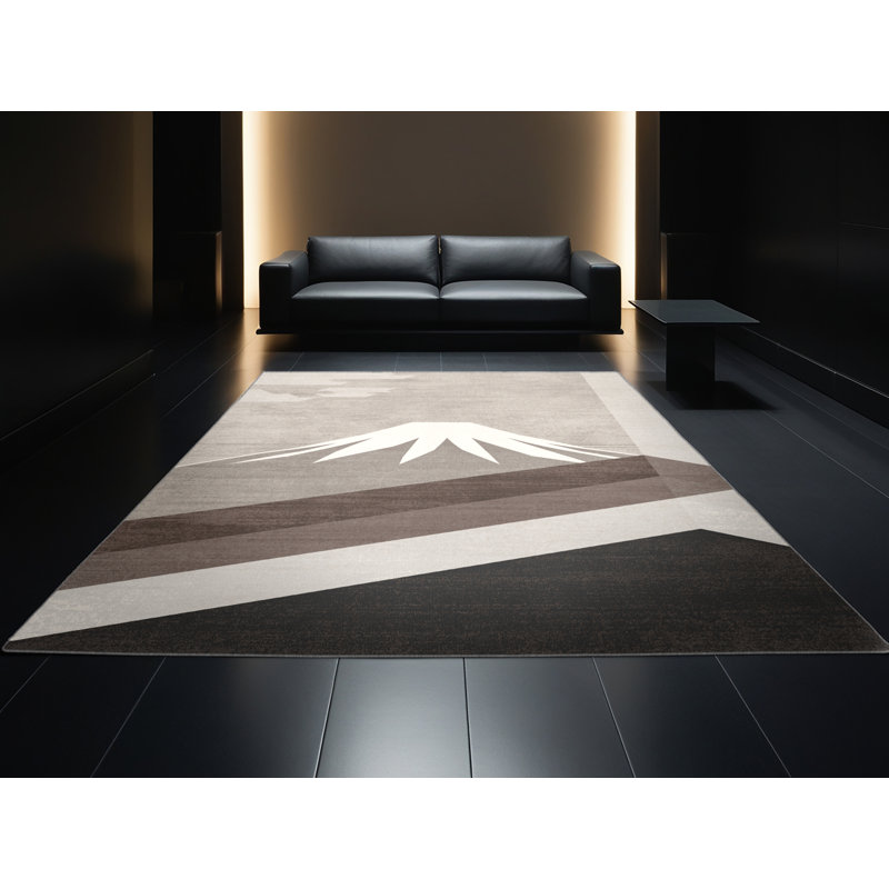 Machine Washable Ovaline Modern Geometric Rug in Gray – Gray Binding, 5x7