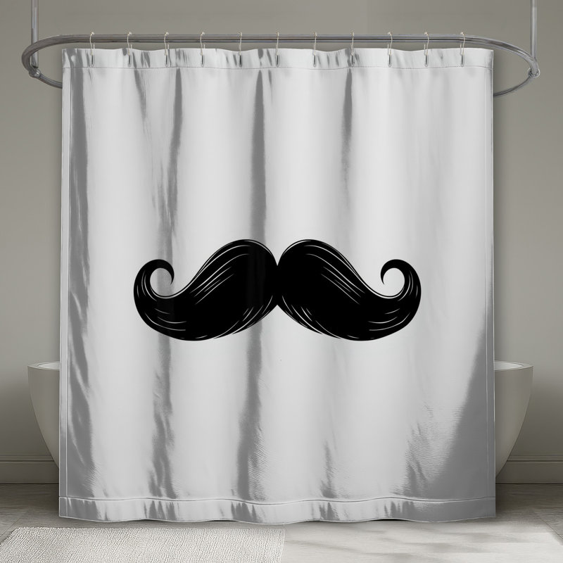 Rideaux de douche noirs à moustache frisée extra longs, L 70 po x H 72 po