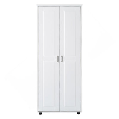 Storage Cabinet with Two Doors for Bathroom, Office, Adjustable Shelf, MDF Board, White