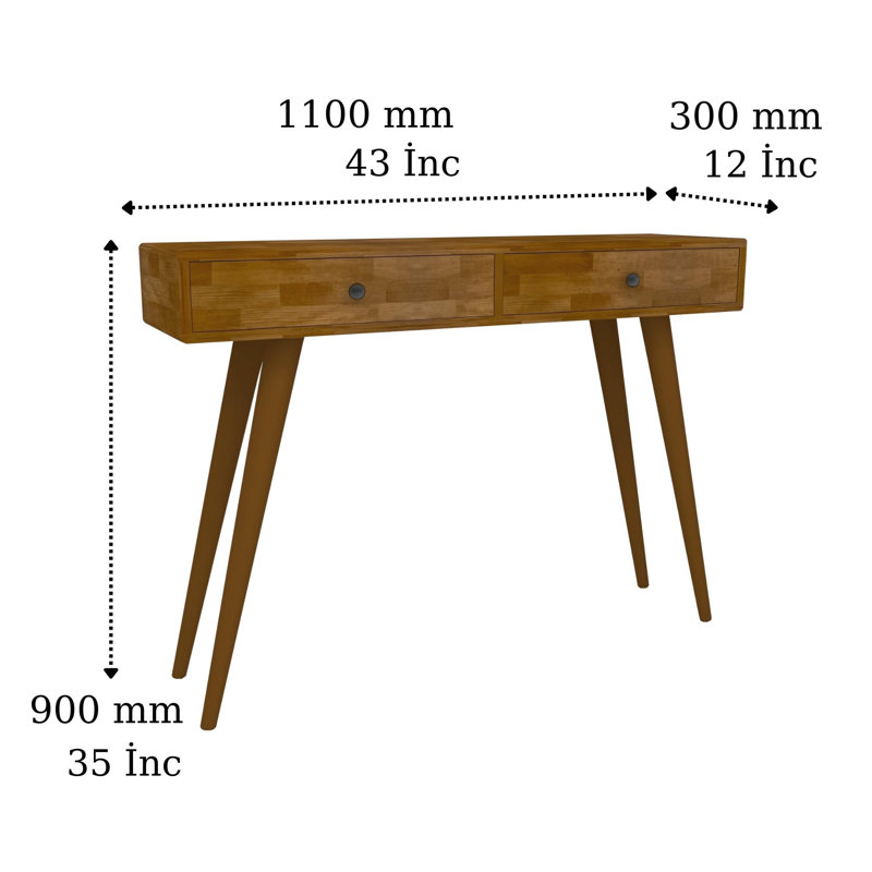 Console Table 110Cm Solid Wood Eradu, Oak