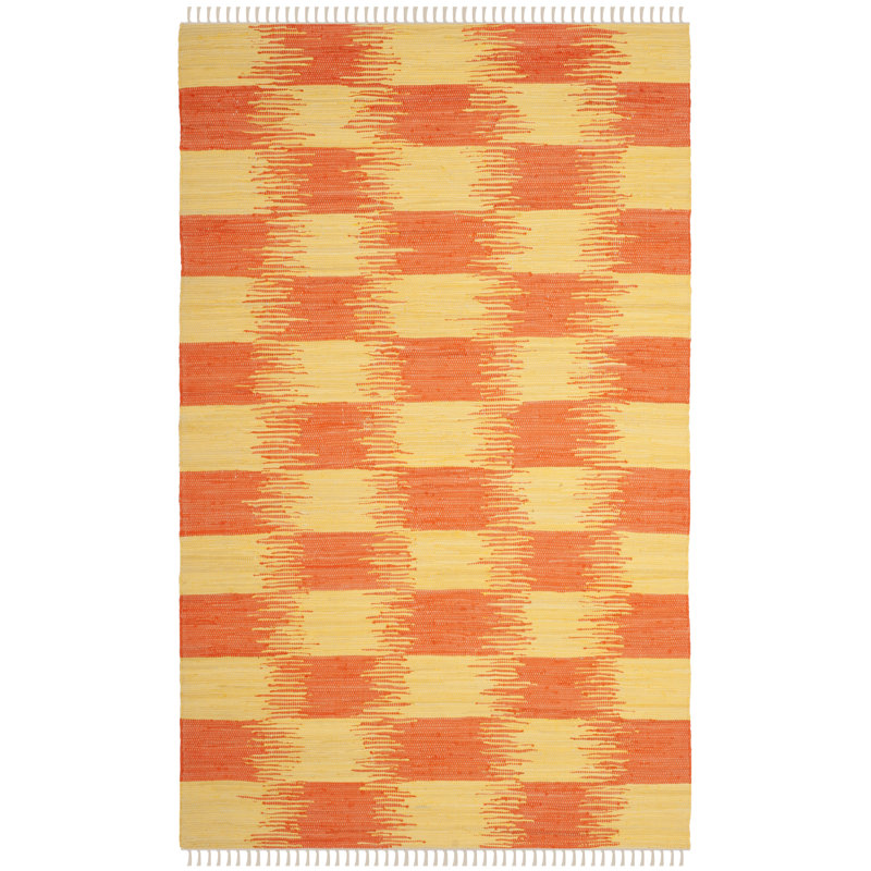 Opie Hand Woven Cotton Ikat Rug, Rectangle 4' x 6'