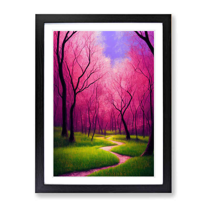 Spring Forest Cherry Tree - Single Picture Frame Print, 64cm H x 46cm W x 2cm D, Oak