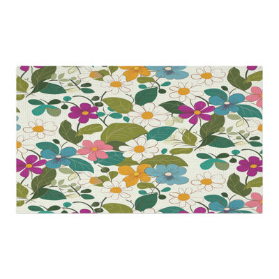 Spring Floral Daisy Braided Rug