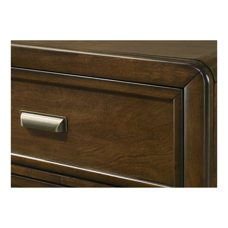 Mobilier de chambre à coucher contemporain en bois brun foncé avec commode 6 tiroirs 1 pièce