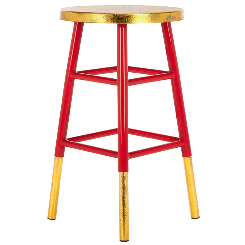 Tabouret de bar et de comptoir Amiaha, Rouge, Tabouret de comptoir (assise de 24 po de hauteur), Or