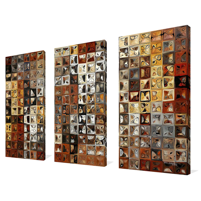 «Tile Art No.1 2013» par Mark Lawrence - ensemble de 3 impressions sur toile tendue, H 24 po x l 36 po x P 0,75 po