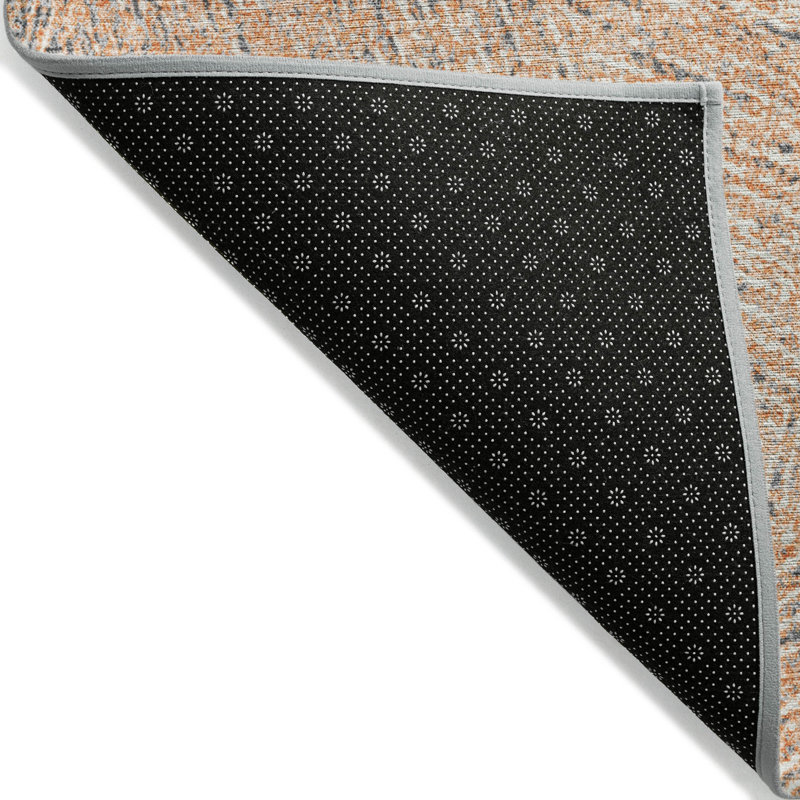 Peach Rectangular Flat Woven Synthetic Washable Rug