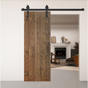 Panneau de porte de grange à panneaux en bois et en métal bricolage sans trousse de quincaillerie d'installation