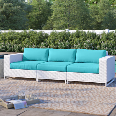 Azyon 100'' High-Density Polyethylene (HDPE) Wicker Outdoor Patio Sofa