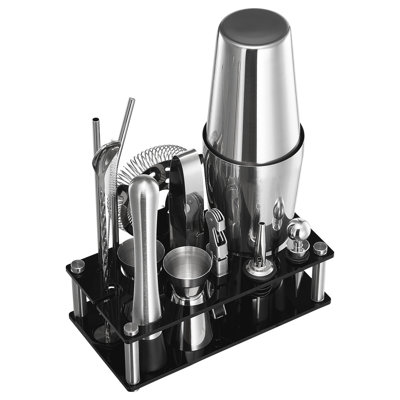 Cocktail Shaker Set 14 Pcs Bartender Kit Stainless Steel Bar Tool Set Silver