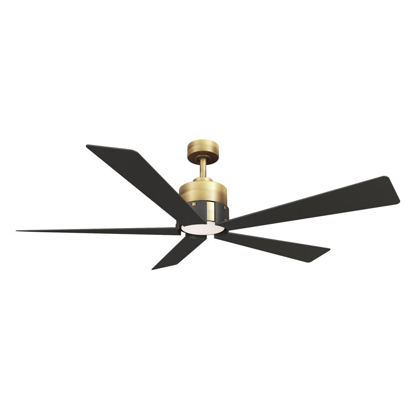 Oovin 54" 5CCT LED Smart Ceiling Fan, Coal, Brass