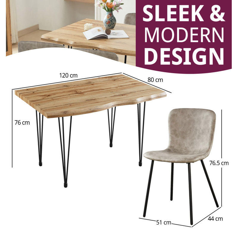 Mose 4 -Person Dining Set, 76cm H x 120cm L x 80cm W