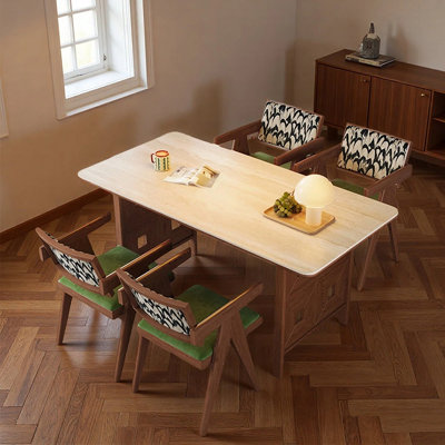 Ensemble de table de salle à manger en pierre frittée de style rétro