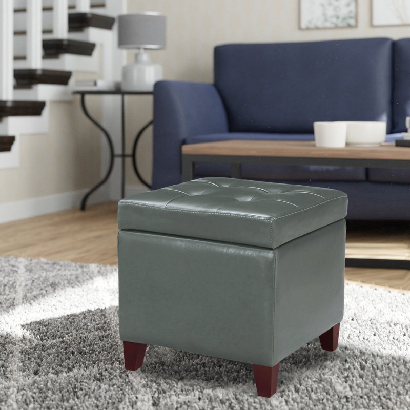 Repose-pieds avec repose-pieds en similicuir, Similicuir gris mat
