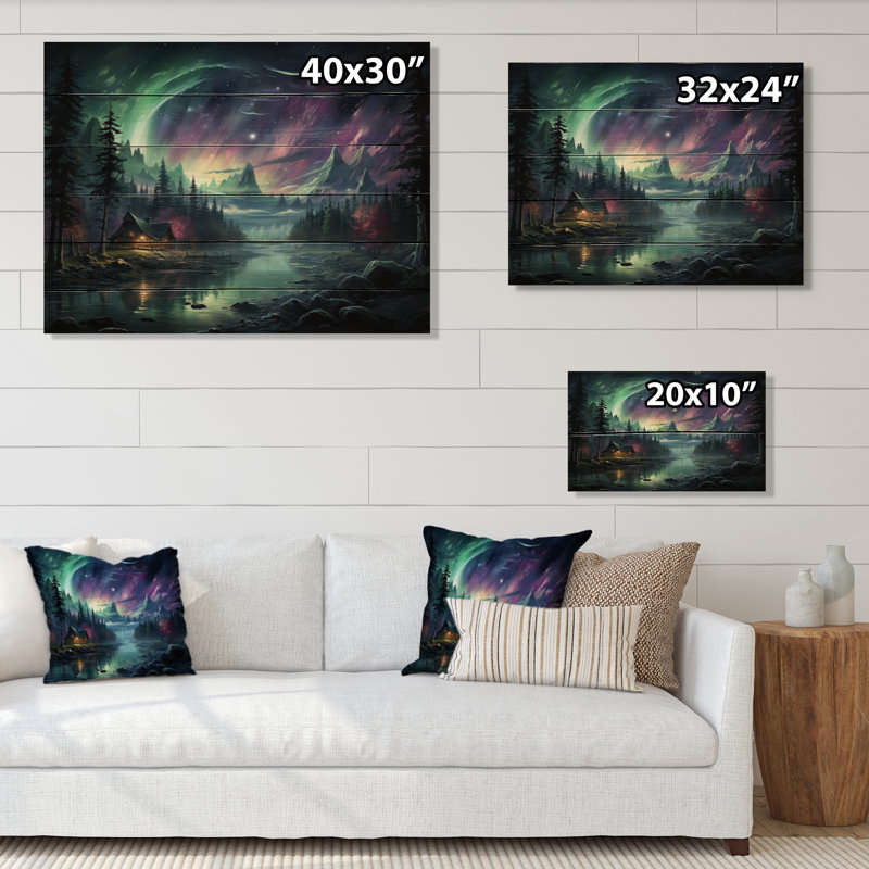Northern Lights Ethereal Enchantment I sur impression sur bois, H 10 po x l 20 po x P 0,78 po