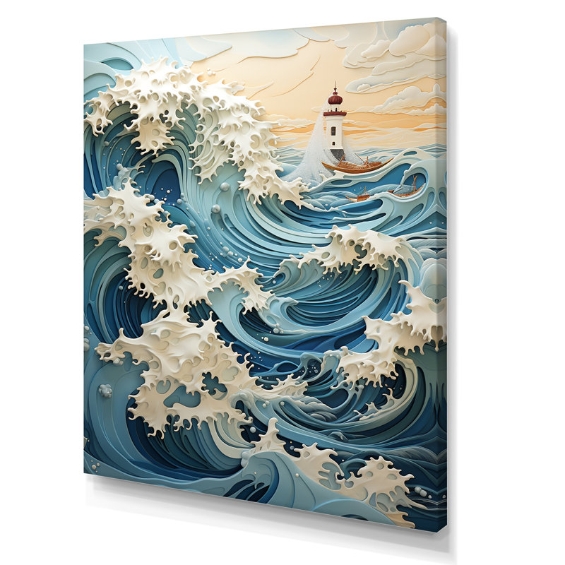 Bord de mer sur une reproduction sur toile, Toile tendue, H 32 po x l 16 po x P 1 po