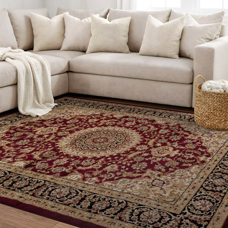 Shiflett Oriental Burgundy/Mustard/Black Area Rug