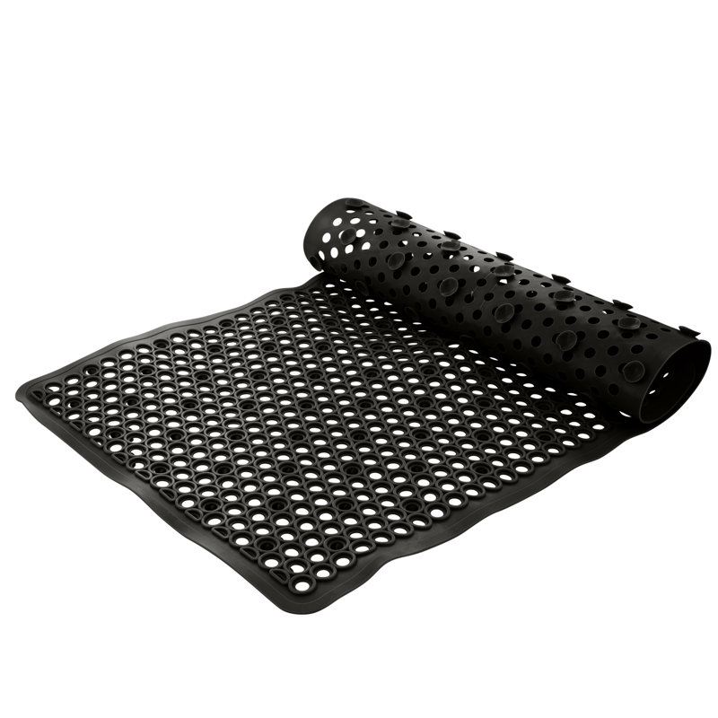 Tapis de bain autodrainant, Noir mat