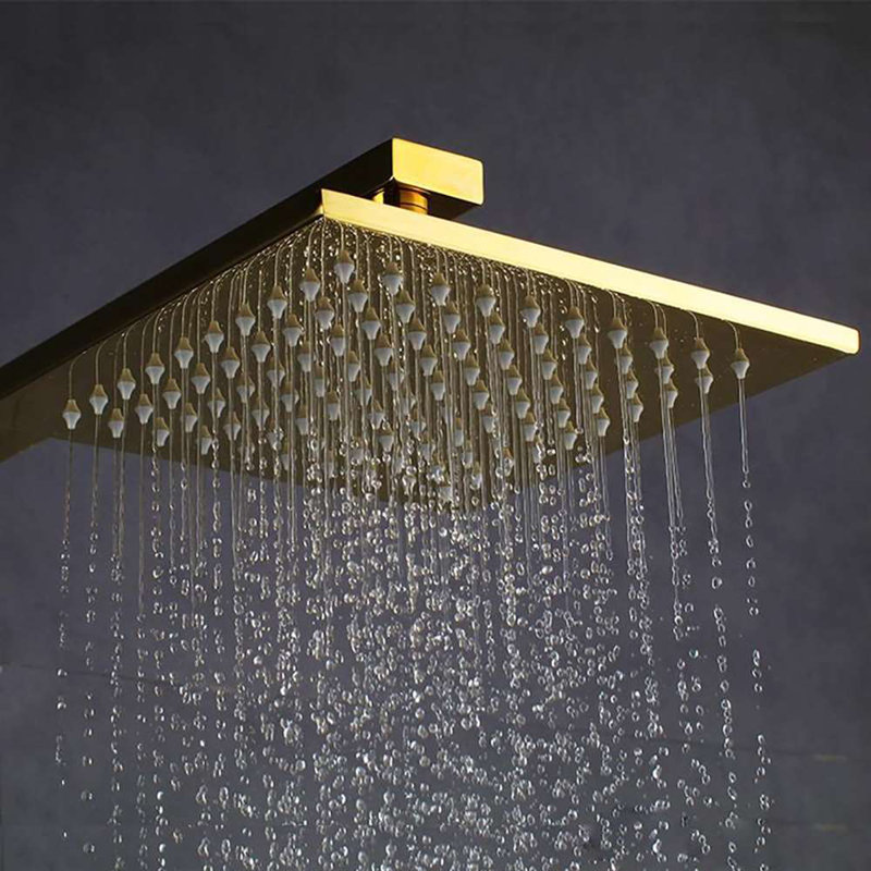 Balsamo Gold In Wall Thermostatic Shower Set with LED and Overhead Options, 1.5" H x 8" W