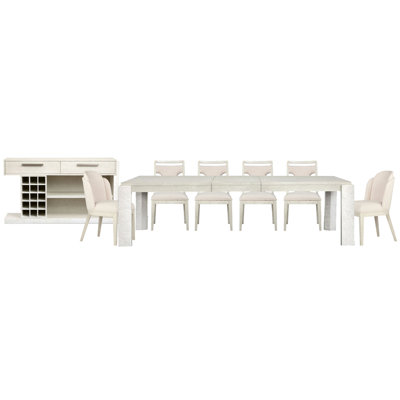 Table de salle à manger rectangulaire extensible avec 4 chaises d'appoint et buffet Rigsby