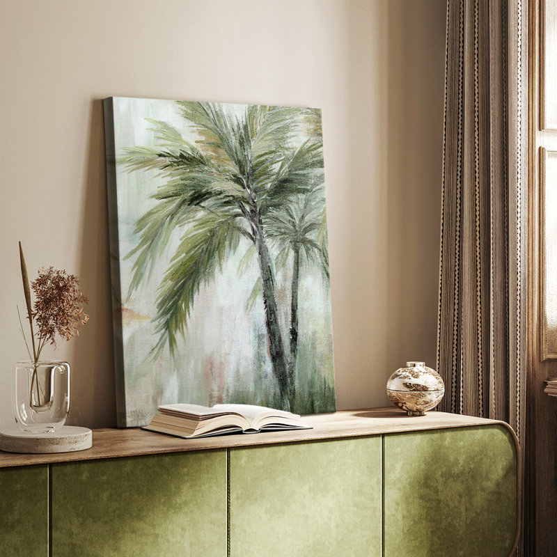 Palmier tropical II - Cavas enveloppés de galerie, H 36 po x l 24 po