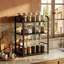 3-Tier Kitchen Coffee Station Organizer Shelf - Black & Natural Wood