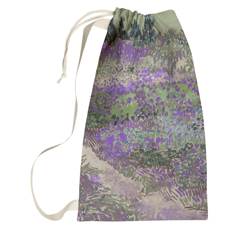 Browerville Fabric Laundry Bag with Handles, Large (76.5" H x 29.5" W x 1.5" D), Indigo/Green
