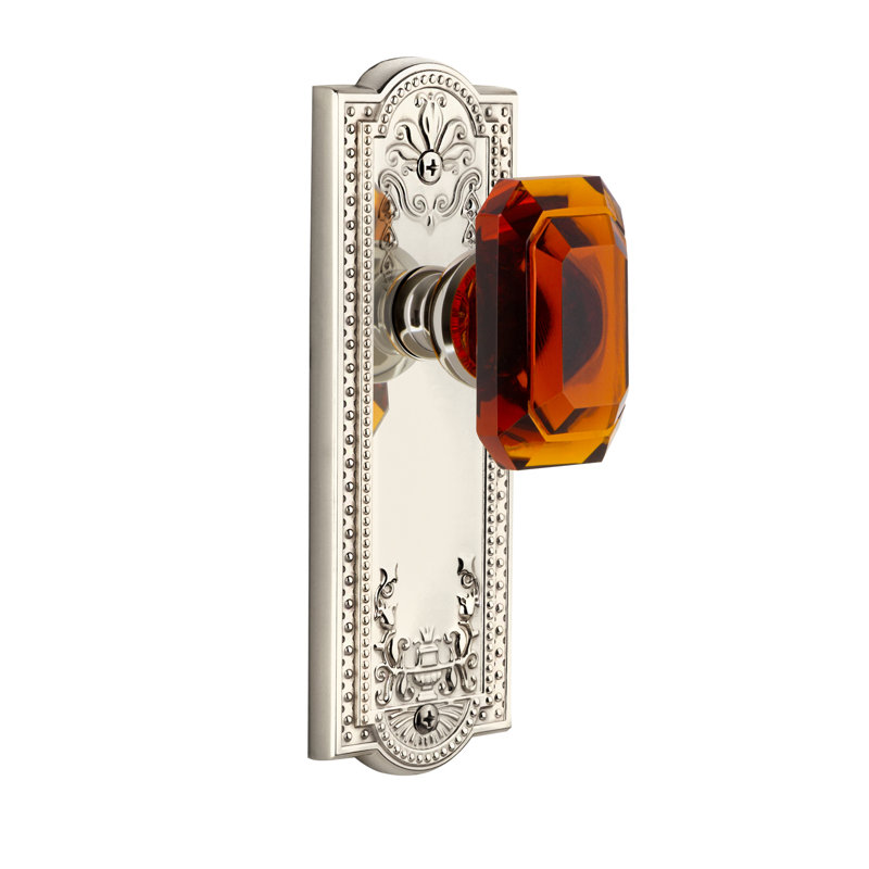 Grandeur Parthenon Plate Passage with Baguette Crystal Door Knob, Polished Nickel, 2 3/8"