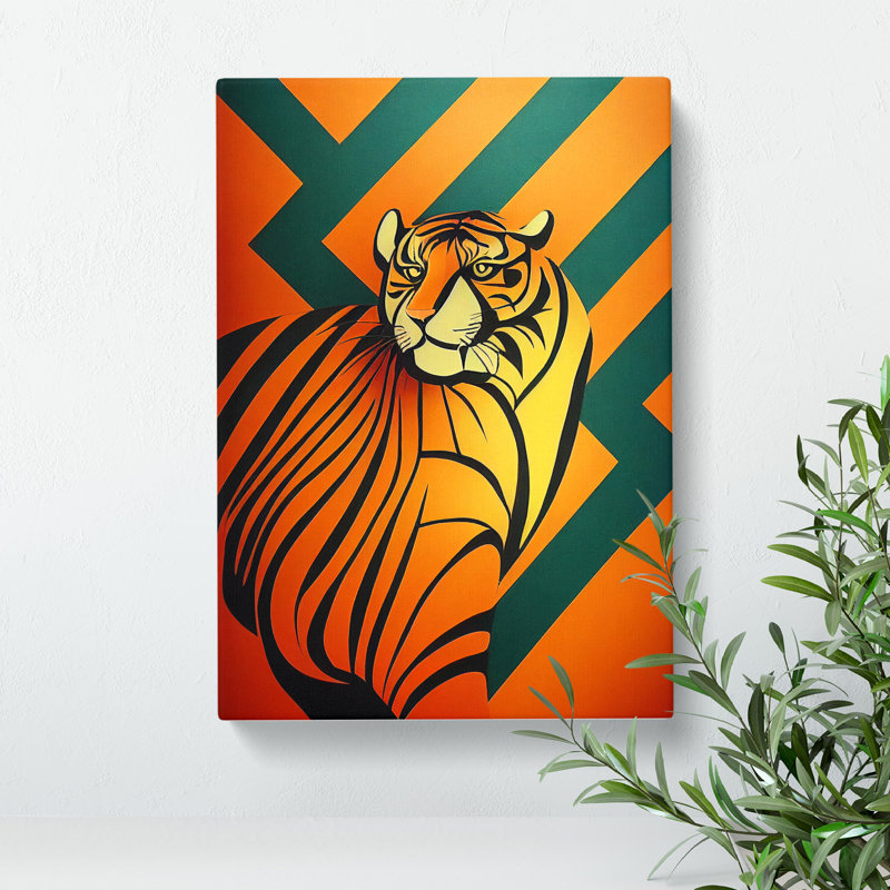 Retro Tiger Art - Wrapped Canvas, 50cm H x 35cm W x 3cm D