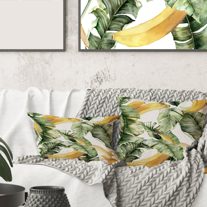 Housse et insert de coussin rectangulaire Ranas Bananas with Leaves