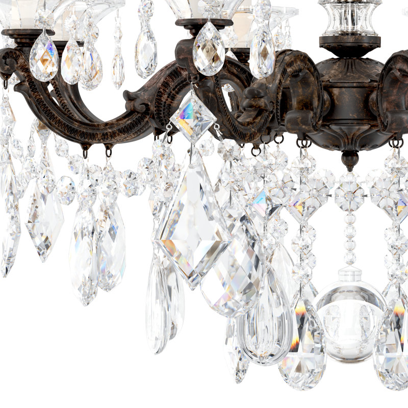 La Scala 8 - Light Glass Chandelier, Etruscan Gold, Handcut Clear